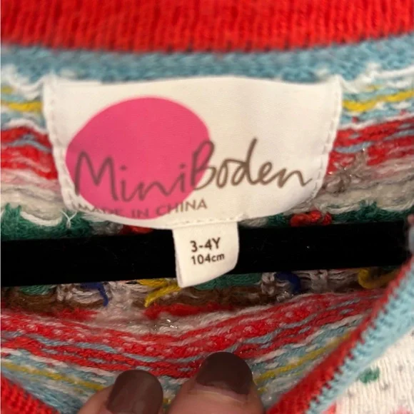 Mini Boden Light Blue Sweater with Festive Tree Pattern - Picture 3 of 3